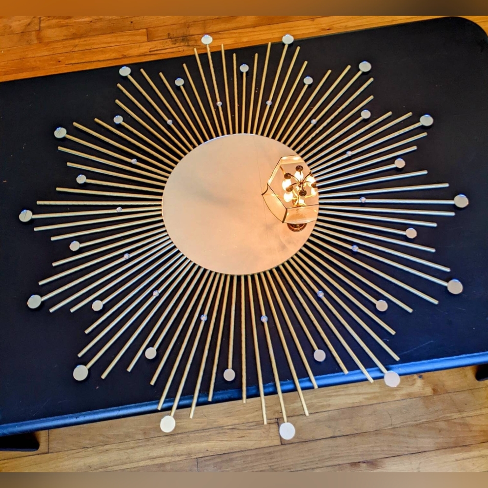 35” GOLD Glamorous Sunburst Mirror with Tiny Mirrors Decorative Wall M…